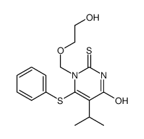 1-(2-hydroxyethoxymethyl)-6-phenylsulfanyl-5-propan-2-yl-2-sulfanylidenepyrimidin-4-one结构式