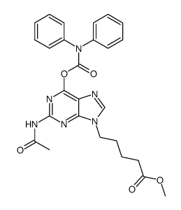 2-N-acetyl-9-N'-4'-carbmethoxybutyl-6-O-diphenylcarbamoylguanine结构式