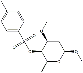 Methyl 3-O-methyl-4-O-(p-tolylsulfonyl)-2,6-dideoxy-α-D-ribo-hexopyranoside structure
