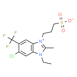 6-chloro-1-ethyl-2-methyl-3-(3-sulphonatopropyl)-5-(trifluoromethyl)-1H-benzimidazolium结构式