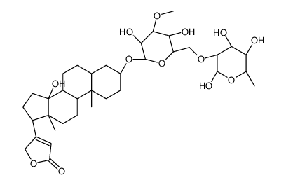3β-[(2-O-β-D-Glucopyranosyl-3-O-methyl-6-deoxy-α-L-glucopyranosyl)oxy]-14-hydroxy-5β-card-20(22)-enolide结构式