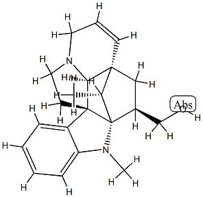 (3β,5α,12β,19α,20R)-6,7-Didehydro-1-methyl-2α,20-cycloaspidospermidine-3-methanol结构式