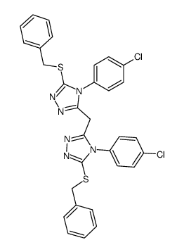 5,5'-bis-benzylsulfanyl-4,4'-bis-(4-chloro-phenyl)-4H,4'H-3,3'-methanediyl-bis-[1,2,4]triazole Structure