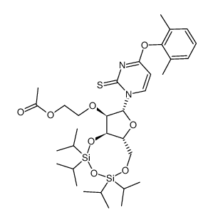 2-(((6aR,8R,9R,9aR)-8-(4-(2,6-dimethylphenoxy)-2-thioxopyrimidin-1(2H)-yl)-2,2,4,4-tetraisopropyltetrahydro-6H-furo[3,2-f][1,3,5,2,4]trioxadisilocin-9-yl)oxy)ethyl acetate结构式