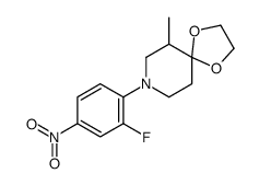 8-(2-fluoro-4-nitrophenyl)-6-methyl-1,4-dioxa-8-azaspiro[4.5]decane结构式