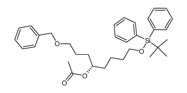Acetic acid (S)-1-(3-benzyloxy-propyl)-5-(tert-butyl-diphenyl-silanyloxy)-pentyl ester结构式
