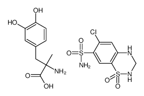 (2S)-2-amino-3-(3,4-dihydroxyphenyl)-2-methylpropanoic acid,6-chloro-1,1-dioxo-3,4-dihydro-2H-1λ6,2,4-benzothiadiazine-7-sulfonamide Structure