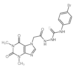 3-(4-bromophenyl)-1-[[2-(1,3-dimethyl-2,6-dioxo-purin-7-yl)acetyl]amino]thiourea结构式