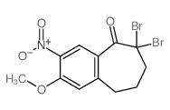 5H-Benzocyclohepten-5-one, 6,6-dibromo-6,7,8, 9-tetrahydro-2-methoxy-3-nitro- Structure
