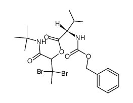 3,3-dibromo-1-(tert-butylamino)-1-oxobutan-2-yl ((benzyloxy)carbonyl)-L-valinate结构式