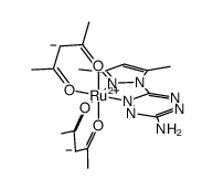 [Ru(II)(acetylacetonato)2(3-amino-6-(3,5-dimethylpyrazol-1-yl)-1,2,4,5-tetrazine)]结构式