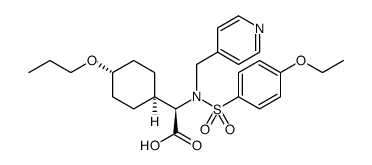 Cyclohexaneacetic acid, α-[[(4-ethoxyphenyl)sulfonyl](4-pyridinylmethyl)amino]-4-propoxy-, trans-(αR) Structure