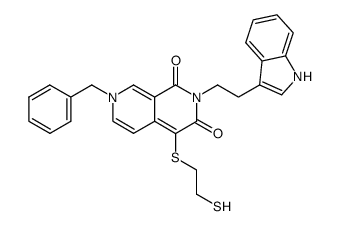 2-(2-(1H-indol-3-yl)ethyl)-7-benzyl-4-((2-mercaptoethyl)thio)-2,7-naphthyridine-1,3(2H,7H)-dione结构式