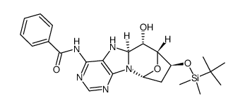 (5'S,8R)-N-benzoyl-O3'-(tert-butyldimethylsilyl)-5',8-cyclo-7,8-dihydro-2'-deoxyadenosine Structure