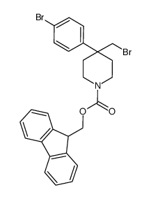 4-bromomethyl-4-(4-bromo-phenyl)-piperidine-1-carboxylic acid 9H-fluoren-9-ylmethyl ester结构式