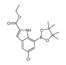 ethyl 5-chloro-7-(4,4,5,5-tetramethyl-1,3,2-dioxaborolan-2-yl)-1H-indole-2-carboxylate结构式