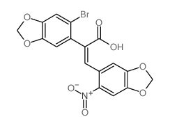 (Z)-2-(6-bromobenzo[1,3]dioxol-5-yl)-3-(6-nitrobenzo[1,3]dioxol-5-yl)prop-2-enoic acid structure