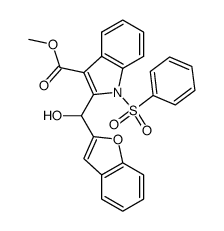 1-Benzenesulfonyl-2-(benzofuran-2-yl-hydroxy-methyl)-1H-indole-3-carboxylic acid methyl ester Structure