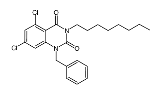 1-benzyl-5,7-dichloro-3-octyl-1H-quinazoline-2,4-dione结构式