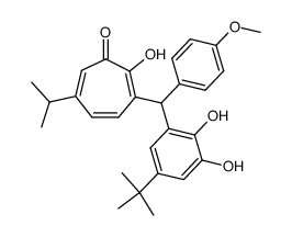 3-(5-tert-butyl-2,3-dihydroxy-4'-methoxybenzhydryl)-6-isopropyltropolone结构式