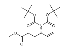 methyl (-)-(4S)-4-[bis(tert-butoxycarbonyl)amino]hex-5-enoate结构式