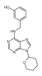 6-(3-hydroxybenzylamino)-9-(tetrahydropyran-2-yl)purine结构式