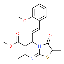 methyl 5-[(E)-2-(2-methoxyphenyl)ethenyl]-2,7-dimethyl-3-oxo-2,3-dihydro-5H-[1,3]thiazolo[3,2-a]pyrimidine-6-carboxylate structure