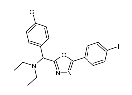 N-((4-chlorophenyl)(5-(4-iodophenyl)-1,3,4-oxadiazol-2-yl)methyl)-N-ethylethanamine结构式