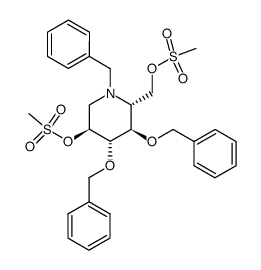 N-benzyl-3,4-di-O-benzyl-1,5-dideoxy-1,5-imino-2,6-di-O-methanesulfonyl-D-glucitol结构式