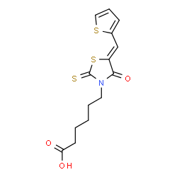 6-(4-OXO-5-THIOPHEN-2-YLMETHYLENE-2-THIOXO-THIAZOLIDIN-3-YL)-HEXANOIC ACID结构式