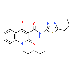 4-hydroxy-2-oxo-1-pentyl-N-(5-propyl-1,3,4-thiadiazol-2-yl)-1,2-dihydroquinoline-3-carboxamide结构式