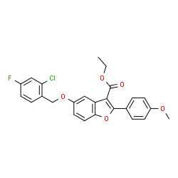 ethyl 5-((2-chloro-4-fluorobenzyl)oxy)-2-(4-methoxyphenyl)benzofuran-3-carboxylate结构式