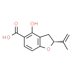 [R,(-)]-2,3-Dihydro-4-hydroxy-2-(1-methylvinyl)-5-benzofurancarboxylic acid structure