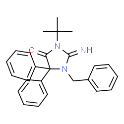 3-(1,1-Dimethylethyl)-2-imino-5,5-diphenyl-1-(phenylmethyl)-4-imidazolidinone结构式