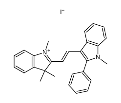 1,3,3-Trimethyl-2-[(E)-2-(1-methyl-2-phenyl-1H-indol-3-yl)-vinyl]-3H-indolium; iodide Structure