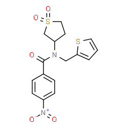 N-(1,1-dioxidotetrahydrothiophen-3-yl)-4-nitro-N-(thiophen-2-ylmethyl)benzamide结构式