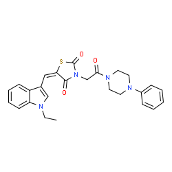 (5E)-5-[(1-ethyl-1H-indol-3-yl)methylidene]-3-[2-oxo-2-(4-phenylpiperazin-1-yl)ethyl]-1,3-thiazolidine-2,4-dione结构式