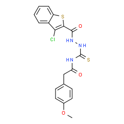 Benzo[b]thiophene-2-carboxylic acid, 3-chloro-, 2-[[[(4-methoxyphenyl)acetyl]amino]thioxomethyl]hydrazide (9CI)结构式