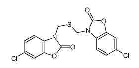 6-chloro-3-[(6-chloro-2-oxo-1,3-benzoxazol-3-yl)methylsulfanylmethyl]-1,3-benzoxazol-2-one结构式