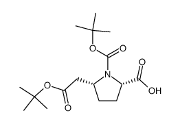 (2S,5R)-5-tert-Butoxycarbonylmethyl-pyrrolidine-1,2-dicarboxylic acid 1-tert-butyl ester结构式