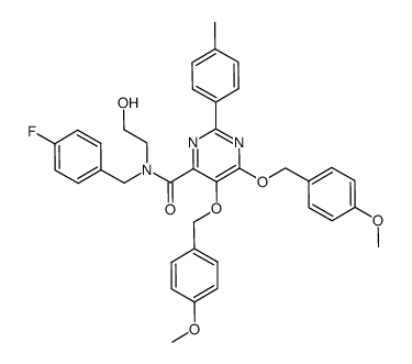 5,6-bis-(4-methoxy-benzyloxy)-2-p-tolyl-pyrimidine-4-carboxylic acid (4-fluoro-benzyl)-(2-hydroxy-ethyl)-amide结构式