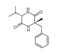 (3S,6S)-3-benzyl-3-methyl-6-isopropyl-piperazine-2,5-dione结构式