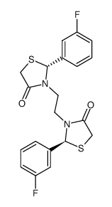 (2R)-2-(3-fluorophenyl)-3-[2-[(2R)-2-(3-fluorophenyl)-4-oxo-thiazolidi n-3-yl]ethyl]thiazolidin-4-one Structure