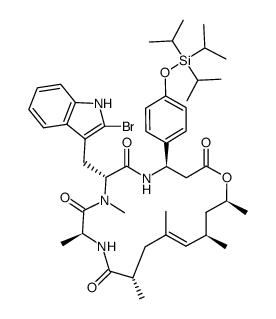 cyclo-[Ala-D-2-Br-N-MeTrp-βTyr(TIPS)-O-Htn]结构式