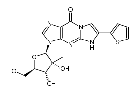 3-(β-D-2-C-methylribofuranosyl)-3,9-dihydro-6-(2-thienyl)-9-oxo-5H-imidazo-[1,2-a]purine Structure