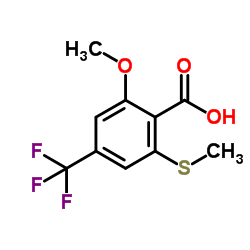 2-Methoxy-6-(methylsulfanyl)-4-(trifluoromethyl)benzoic acid Structure