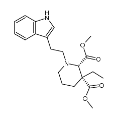 dimethyl (2S,3R)-3-ethyl-1-[2-(3-indolyl)ethyl]hexahydroquinolate结构式