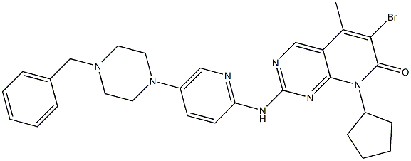 2-(5-(4-Benzylpiperazin-1-yl)pyridin-2-ylamino)-6- bromo-8-cyclopentyl-5-methylpyrido[2,3-d]pyrimidin-7(8H)-one... Structure