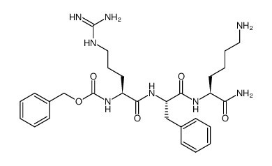 benzyl ((S)-1-(((S)-1-(((S)-1,6-diamino-1-oxohexan-2-yl)amino)-1-oxo-3-phenylpropan-2-yl)amino)-5-guanidino-1-oxopentan-2-yl)carbamate structure