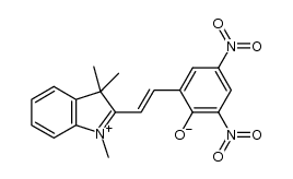 2,4-dinitro-6-(2-(1,3,3-trimethyl-3H-indol-1-ium-2-yl)vinyl)phenolate结构式